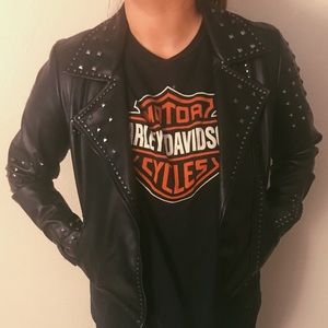 Leather Jacket with embroidery